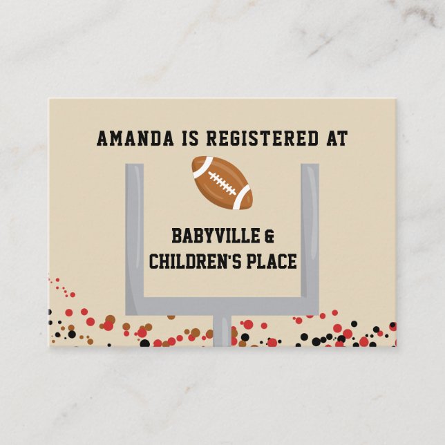 Tarjeta De Recepción Registro de obsequios de bebé con temática de fútb (Anverso)