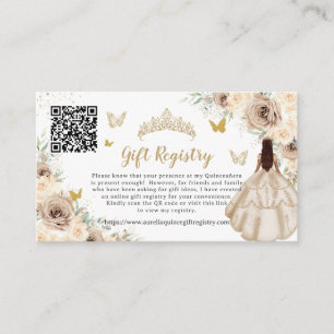 Tarjeta De Recepción Registro de obsequios de Champagne Floral Gold Qui