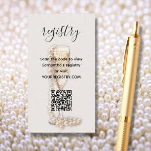 Tarjeta De Recepción Registro de Pearls y Prosecco Bridal Shower