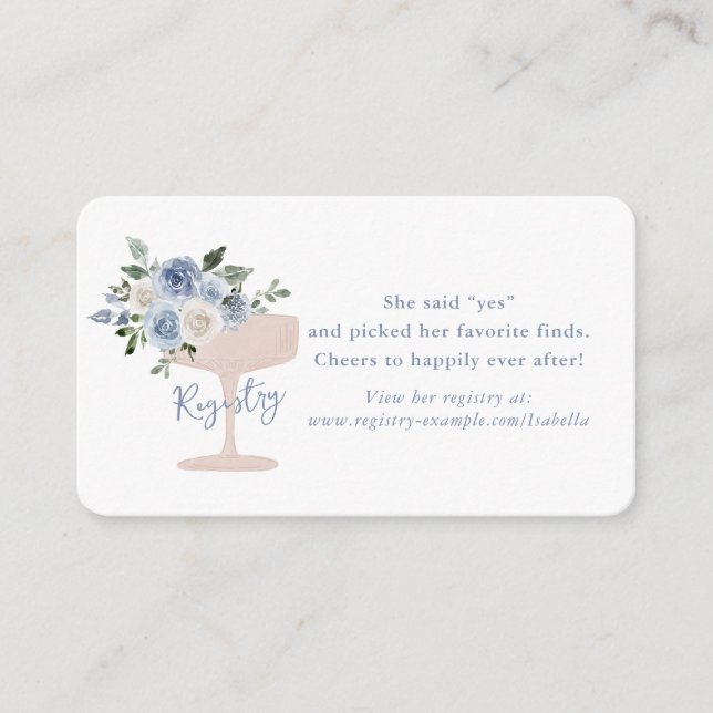 Tarjeta De Recepción Registro de Petales y Ducha Bridal Prosecco (Anverso)