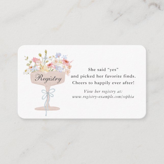 Tarjeta De Recepción Registro de Petales y Ducha Bridal Prosecco (Anverso)