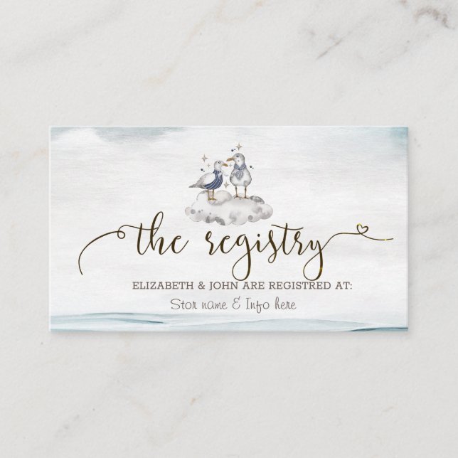 Tarjeta De Recepción Registro de Playa de Gaviotas en Acuarela (Anverso)