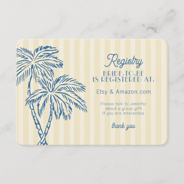 Tarjeta De Recepción Registro de Playa Pastel Amarillo Palm Springs (Anverso)