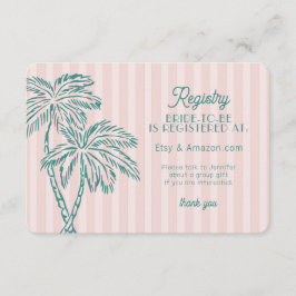Tarjeta De Recepción Registro de Playa Pastel Pink Palm Springs Insert