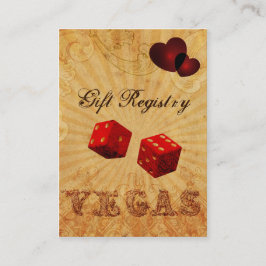 Tarjeta De Recepción registro de Red dice Vintage Vegas Gift