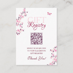 Tarjeta De Recepción Registro de regalo Código QR Cherry Blossom Baby S