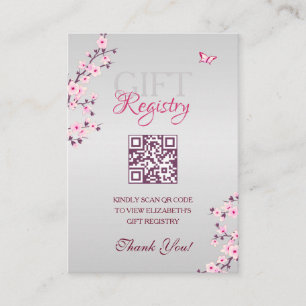 Tarjeta De Recepción Registro de regalo Código QR Cherry Blossom Baby S