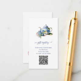 Tarjeta De Recepción Registro de regalo Código QR Hidrangea Azul Baby S