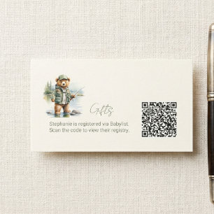 Tarjeta De Recepción Registro de regalo Código QR Pesca Cubierta Oso de