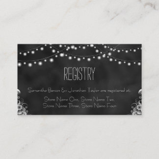 Tarjeta De Recepción Registro de regalo de Black Chalkboard String Ligh
