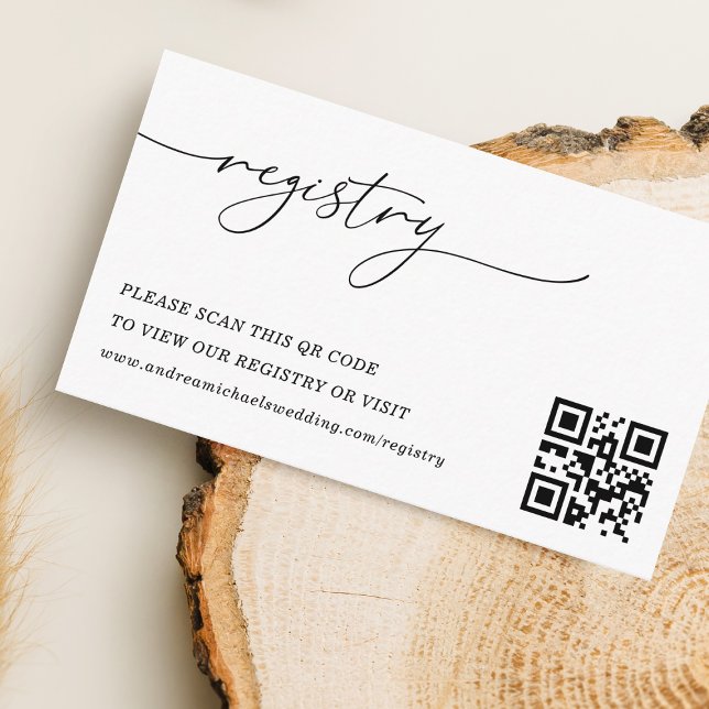 Tarjeta De Recepción Registro de regalo de Boda de código QR de escritu (Subido por el creador)