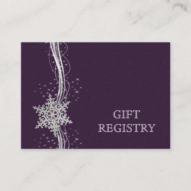 Tarjeta De Recepción registro de regalo de boda de copos de nieve de pl (Anverso)