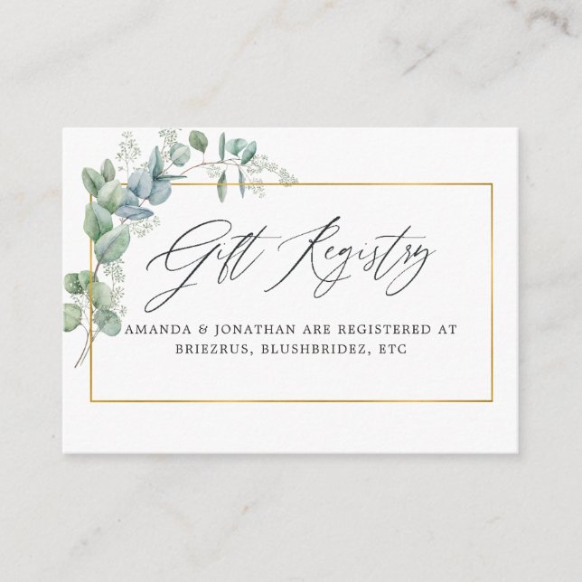 Tarjeta De Recepción Registro de regalo de Boda de eucalipto geométrico (Anverso)