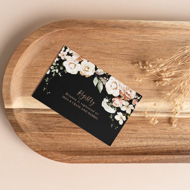 Tarjeta De Recepción Registro de regalo de Boda floral real formal negr (Subido por el creador)