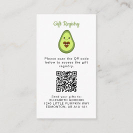 Tarjeta De Recepción Registro de regalo de código QR de Kawaii Aguacate