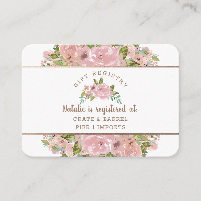 Tarjeta De Recepción Registro de regalo de ducha de novia Rosa (Anverso)