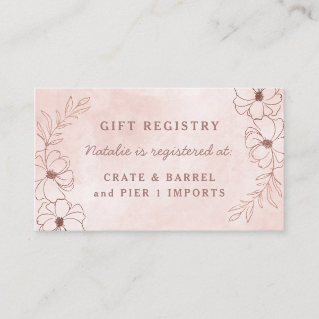 Tarjeta De Recepción Registro de regalo de ducha de Relieve metalizado  (Anverso)