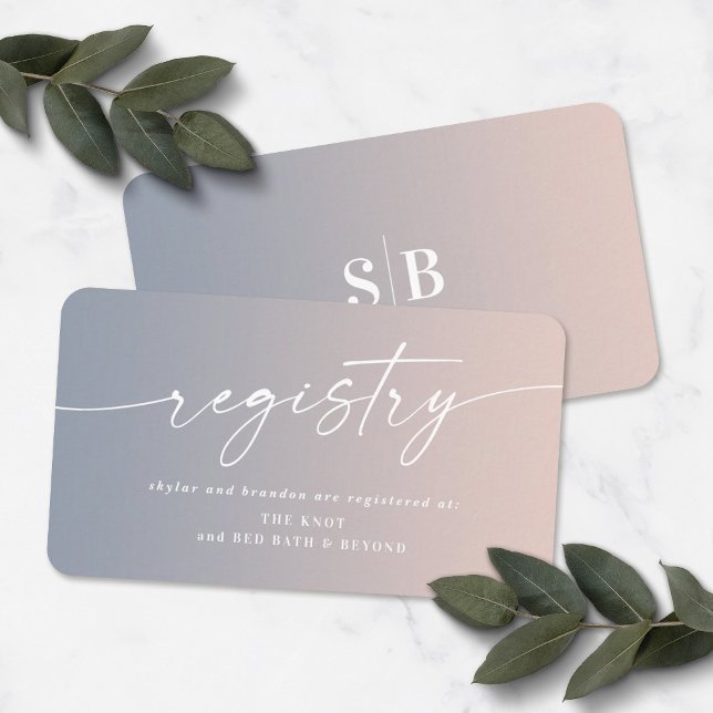 Tarjeta De Recepción Registro de regalo de ducha Ombre Blue & Pink Wedd (Subido por el creador)