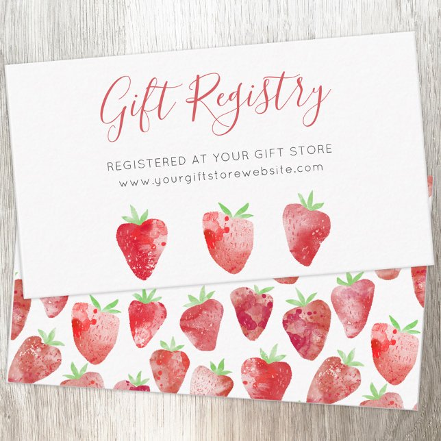 Tarjeta De Recepción Registro de regalo de fresa Berry Sweet Baby Showe (Strawberry Berry Sweet gift registry enclosure card)