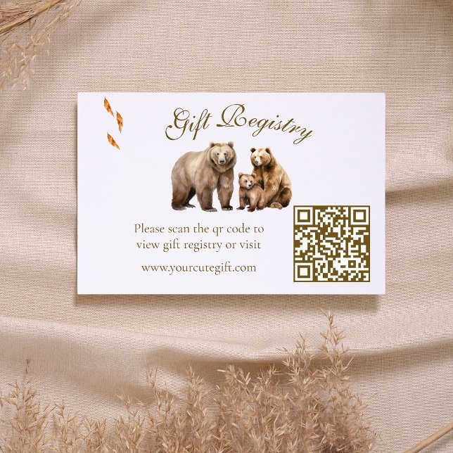 Tarjeta De Recepción Registro de regalo de la familia simple de oso de  (Subido por el creador)