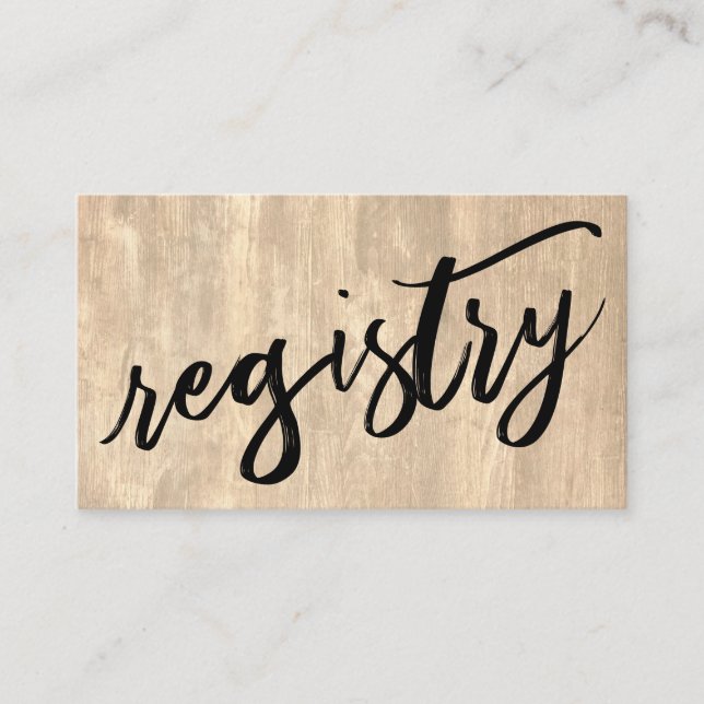 Tarjeta De Recepción Registro de regalo de madera rústica pálida para e (Anverso)
