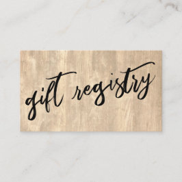 Tarjeta De Recepción Registro de regalo de madera rústica pálida para e