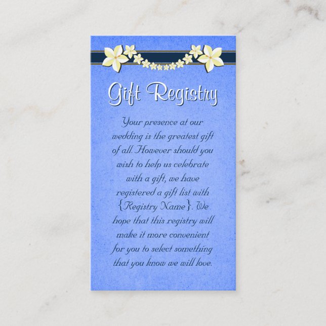 Tarjeta De Recepción Registro de regalo de Mini Bodas Rustic Blue (Anverso)