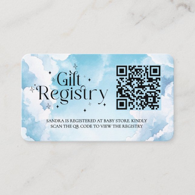 Tarjeta De Recepción Registro de regalo de personalizado Código QR Baby (Anverso)