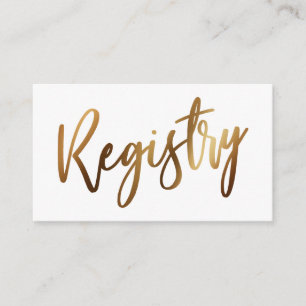 Tarjeta De Recepción Registro de regalo de tipografía de oro de escritu