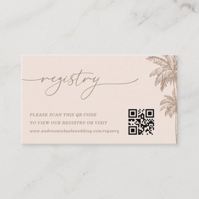 Tarjeta De Recepción Registro de regalo del Boda de código QR del árbol (Anverso)