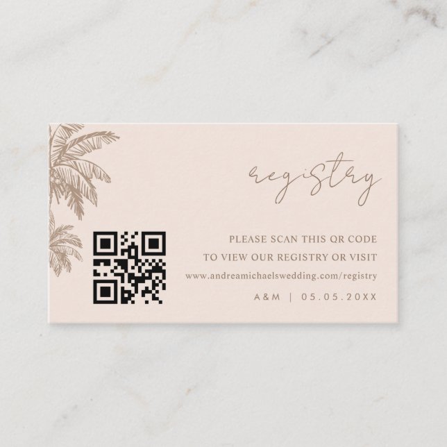 Tarjeta De Recepción Registro de regalo del Boda de código Qr del árbol (Anverso)