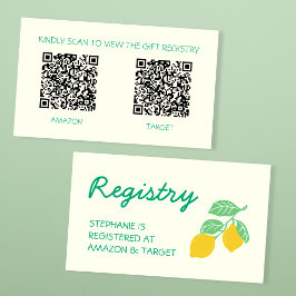 Tarjeta De Recepción Registro de Regalos 2 Códigos Qr Amarillo Verde Li