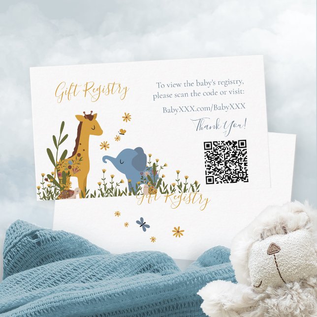 Tarjeta De Recepción Registro de regalos Animales Cute de Animales Códi (Baby Shower Gift Registry Wild Animals QR Code Enclosure Card ©Susanne Sachers - Sunny Mind Design )