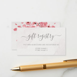 Tarjeta De Recepción Registro de Regalos Bodas Floral Pink Cherry Bloss