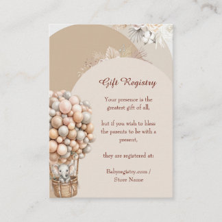 Tarjeta De Recepción Registro de regalos Boho Elefante Globo Aerostátic