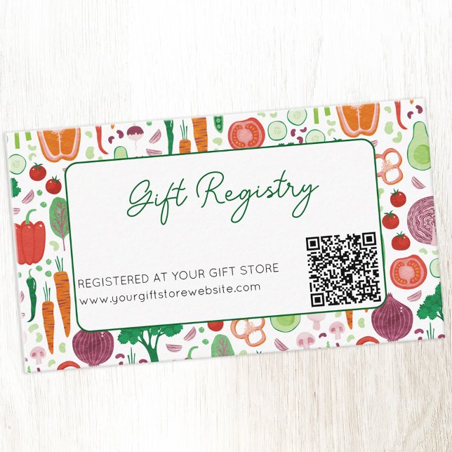 Tarjeta De Recepción Registro de regalos Código QR de los agricultores  (Farmers market locally grown baby themed baby shower gift registry website QR code enclosure card)