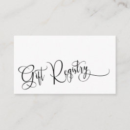 Tarjeta De Recepción Registro de Regalos con Caligrafía Elegante en Bla