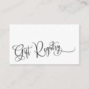 Tarjeta De Recepción Registro de Regalos con Caligrafía Elegante en Bla