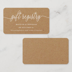Tarjeta De Recepción Registro de regalos con letra Kraft rústica
