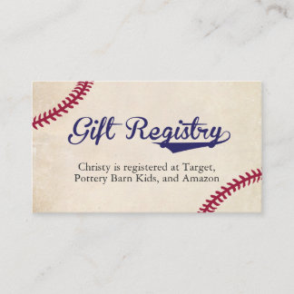 Tarjeta De Recepción Registro de regalos con temas de béisbol Insertar
