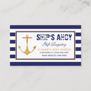 Tarjeta De Recepción Registro de regalos de Baby Shower de Anchor Nauti