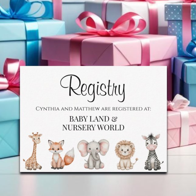 Tarjeta De Recepción Registro de regalos de Baby Shower de animales de  (Subido por el creador)