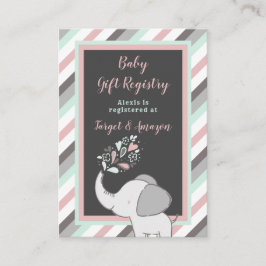Tarjeta De Recepción Registro de regalos de Baby Shower para Elefantes