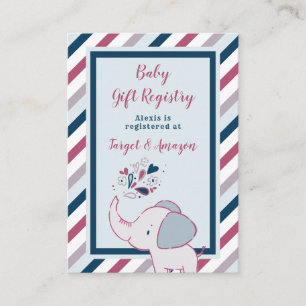 Tarjeta De Recepción Registro de regalos de Baby Shower para Elefantes 