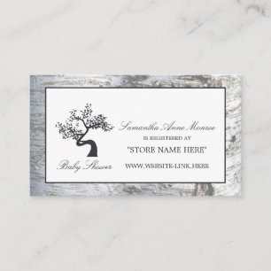 Tarjeta De Recepción Registro de regalos de Baby Shower Rustic Silver B