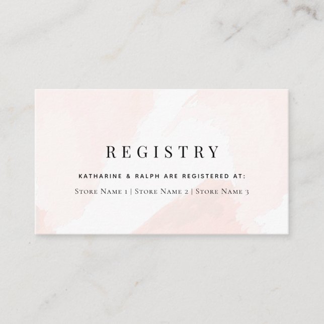 Tarjeta De Recepción Registro de Regalos de Boda con Acuarela Rosa Sonr (Anverso)