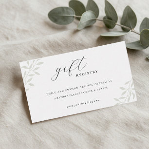 Tarjeta De Recepción Registro de regalos de boda con vegetación de salv