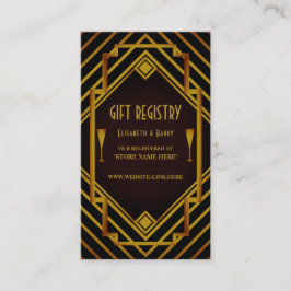 Tarjeta De Recepción Registro de regalos de boda de Gatsby Gold 2020