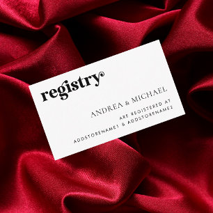 Tarjeta De Recepción Registro de regalos de Boda de guión retro minimal