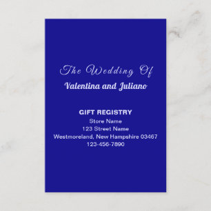 Tarjeta De Recepción Registro de regalos de boda en azul oscuro retrato